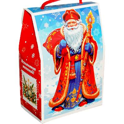 Детский новогодний подарок в картонной упаковке весом 300 грамм