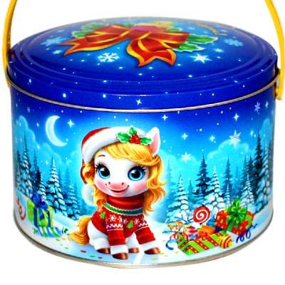 Детский подарок на Новый Год в жестяной упаковке весом 600 грамм